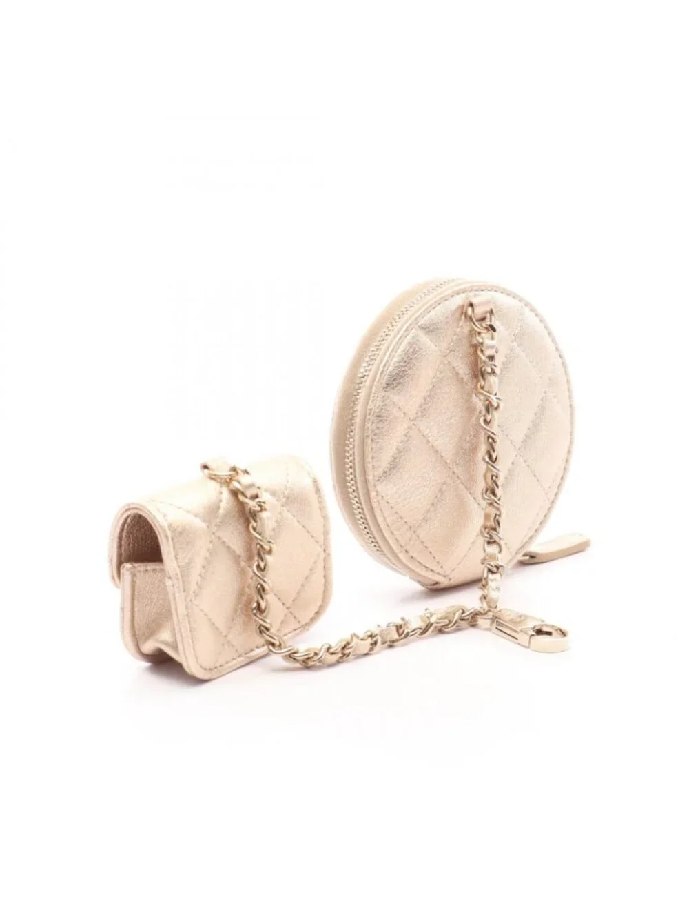 Chanel Coin Case Quilted Years Airpods Champagne Gold Lambskin